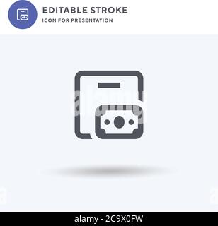 Vecteur d'icône de caisse à la livraison, affiche plate remplie, pictogramme solide isolé sur blanc, illustration du logo. Icône de remise à la livraison pour la présentation. Illustration de Vecteur