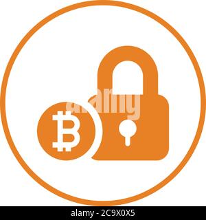 Icône de sécurité Bitcoin. Utilisation pour les projets commerciaux, les supports d'impression, le Web ou tout type de projet de conception. Illustration de Vecteur