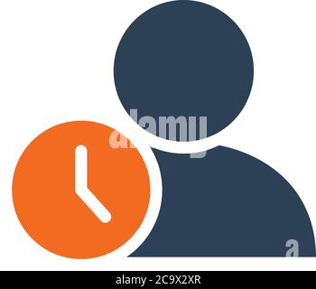 Profil utilisateur avec icône de ligne d'horloge. Navigation publique, symbole de liste d'attente Illustration de Vecteur