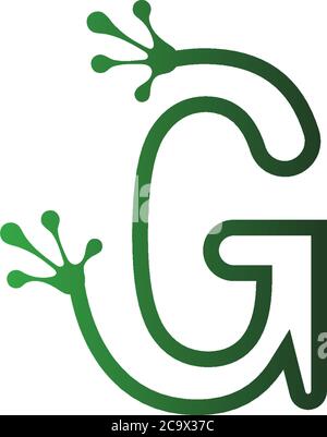 Lettre G logo design grenouille empreintes concept icône illustration Illustration de Vecteur