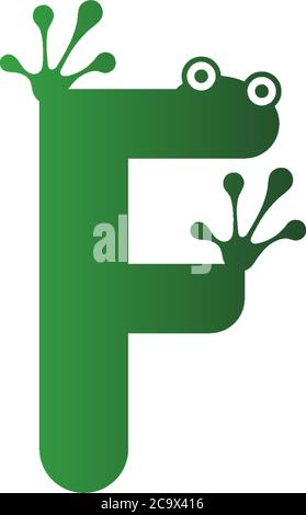 Lettre F logo design grenouille empreintes concept icône illustration Illustration de Vecteur