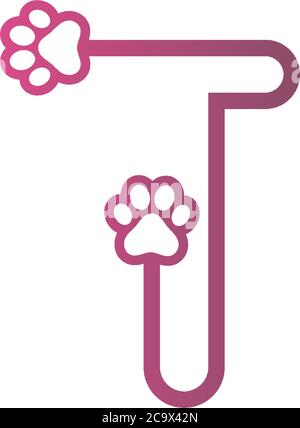 Lettre T logo design Dog Footprints concept icône illustration Illustration de Vecteur