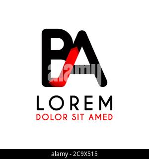 Logo BA lettre noir avec flèche en dégradé Illustration de Vecteur