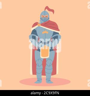 chevalier médiéval en armure, chevalier costume vecteur illustration design Illustration de Vecteur