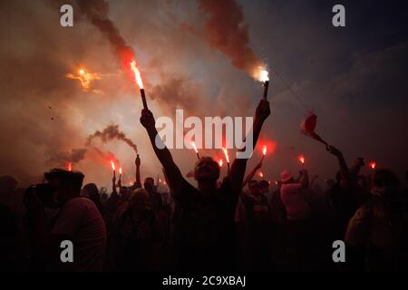 Pékin, Chine. 1er août 2020. Les gens se réunissent pour commémorer le soulèvement de Varsovie à Varsovie, en Pologne, le 1er août 2020. Credit: Jaap Arriens/Xinhua/Alamy Live News Banque D'Images