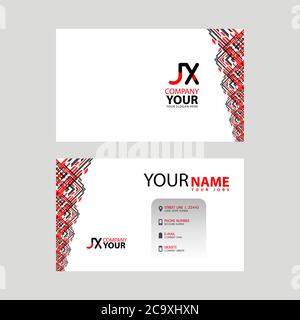 Le logo JX sur la carte de visite rouge noire avec un design moderne est horizontal et propre. Et une décoration transparente sur les bords. Modèle de logo XJ Illustration de Vecteur