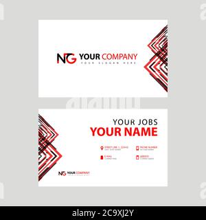 Modèle de carte de visite en noir et rouge. Design plat et horizontal et logo NG lettre au dos. Concept du logo GN Illustration de Vecteur