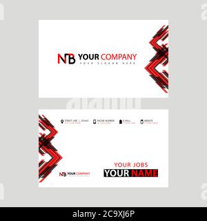 Modèle de carte de visite en noir et rouge. Design plat et horizontal et logo NB lettre au dos. Logo BN Illustration de Vecteur