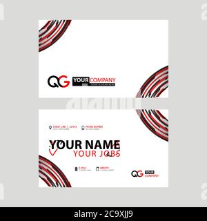 Cartes de visite simples et modernes au design horizontal. Avec logo QG à l'intérieur et couleur noire rouge transparente. Modèle de logo GQ Illustration de Vecteur