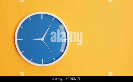 Illustration 3D d'une montre isolée sur fond de mur orange. Concept de mesure du temps. Illustration 3d de haute qualité Banque D'Images
