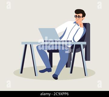 Illustration d'un bossage dans un bureau privé à vecteur plat Illustration de Vecteur