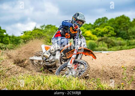 Motocross action de Foxhill mx piste Swindon Wiltshire août 2020 Banque D'Images