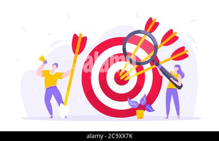 Objectif réalisation concept d'entreprise sport icône et flèches dans le logo de la cible. Illustration de Vecteur