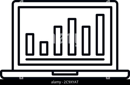 Icône graphique du taux de conversion de l'ordinateur portable. Schéma graphique du taux de conversion de l'ordinateur portable icône vectorielle pour la conception de sites Web isolée sur fond blanc Illustration de Vecteur