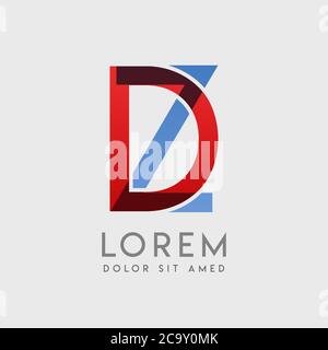 Lettres du logo DZ avec gradation bleue et rouge Illustration de Vecteur