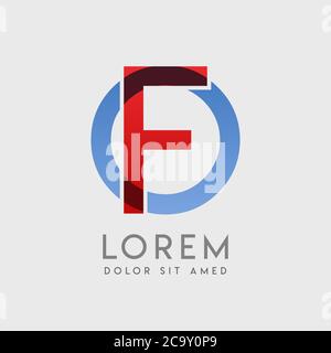 LETTRES du logo FO avec gradation bleue et rouge Illustration de Vecteur