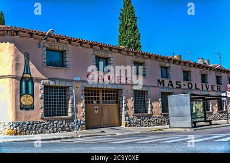 Caves Mas-Oliver, établissement vinicole à Sant Sadurni d'Anoia, Penedes, Barcelone, Catalogne, Espagne Banque D'Images