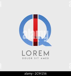 Lettres du logo IQ avec gradation bleue et rouge Illustration de Vecteur