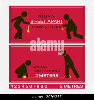 Signes marqués d'une distance physique appropriée Illustration de Vecteur