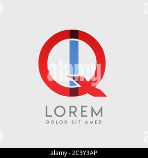 LETTRES du logo QI avec gradation bleue et rouge Illustration de Vecteur