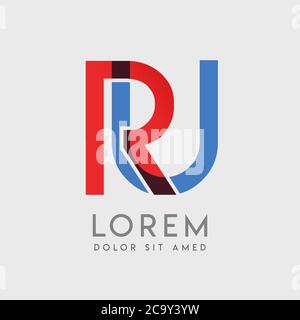 Lettres du logo RU avec gradation bleue et rouge Illustration de Vecteur