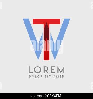 Lettres du logo TW avec gradation bleue et rouge Illustration de Vecteur