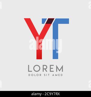 Lettres du logo YT avec gradation bleue et rouge Illustration de Vecteur
