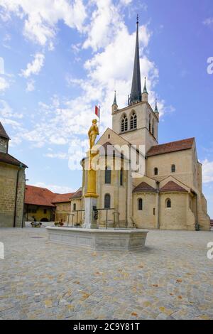 L'abbaye notre-Dame de Payerne, canton de Vaud, est la plus grande église romane de Suisse. Banque D'Images