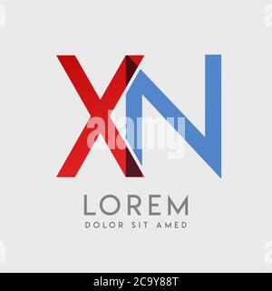 LETTRES du logo XN avec gradation bleue et rouge Illustration de Vecteur