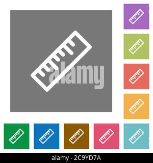 Icônes de règle plate sur des arrière-plans carrés de couleur simples Illustration de Vecteur