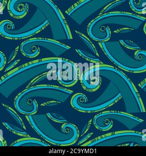 Motif fougères abstrait sans couture pour le fond, le tissu, le textile, l'enveloppe, la surface, la toile et l'imprimé. Carreaux vectoriels décoratifs dessinés à la main rapp Illustration de Vecteur