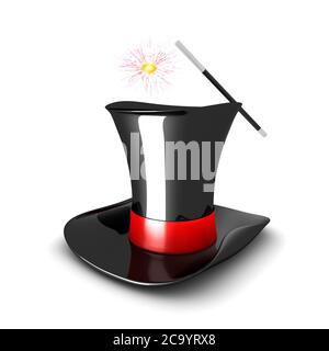 Chapeau magique isolé sur blanc Banque D'Images