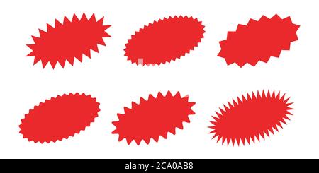 Ensemble d'autocollants Starburst - collection d'offres spéciales solde étiquettes et badges ovale pour lunettes de soleil. Illustration de Vecteur