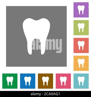 Icônes plates à une dent sur des arrière-plans carrés de couleur simples Illustration de Vecteur