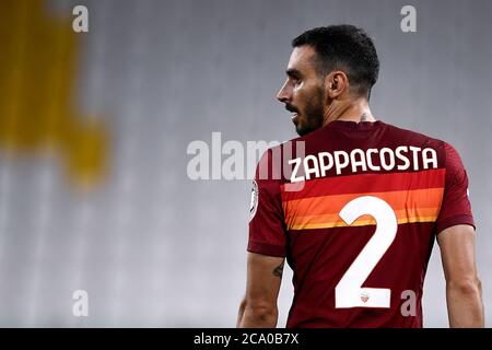 Turin, Italie - 01 août 2020 : Davide Zappacosta d'AS Roma regarde pendant la série UN match de football entre Juventus FC et AS Roma. COMME Roma a gagné 3-1 sur Juventus FC. Credit: Nicolò Campo/Alay Live News Banque D'Images