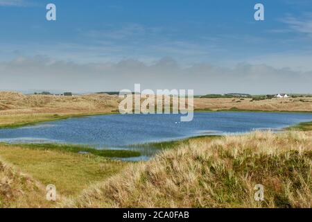 FORVIE SABLES NATIONAL NATURE RESERVE COLLIESTON SCOTLAND FRESHWATER LOCH DANS LA LANDE Banque D'Images