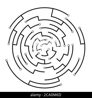 Bague haute technologie. Abstrait futuriste sphère de la technologie pour carte postale. Schéma de circuit imprimé rond isolé sur blanc. Structure circulaire de la carte mère Illustration de Vecteur