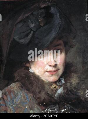 Wegmann Bertha - Portrait de l'artiste Hildegard Thorell - Ecole danoise - 19ème et début du 20ème siècle Banque D'Images