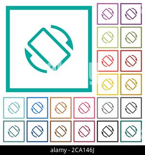 Icônes de couleur plate de rotation automatique de l'écran mobile avec cadres quadrants sur fond blanc Illustration de Vecteur