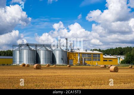 Usine de fabrication agro-alimentaire pour la transformation du séchage, le nettoyage et le stockage des produits agricoles, de la farine, des céréales et des céréales. Ascenseur granary. Banque D'Images