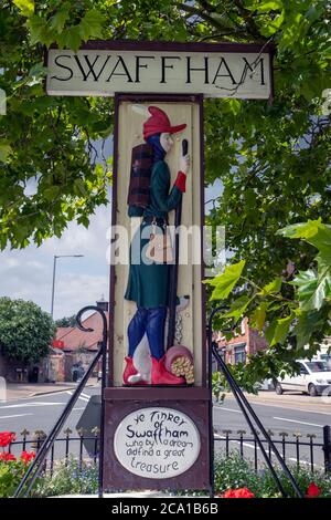 Panneau dans la ville marchande de Swaffham, Norfolk Banque D'Images