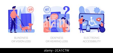 La technologie de communication pour les personnes handicapées résumé illustrations vectorielles de concept. Illustration de Vecteur