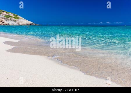 Belle plage de sable de Cala Mesquida, Majorque, Mer méditerranée, Iles Baléares, Espagne Banque D'Images