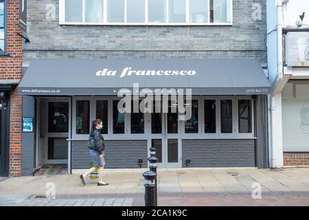 Windsor, Berkshire, Royaume-Uni. 3 août 2020. Le restaurant da Francesco de Windsor a fermé ses portes en permanence. Crédit : Maureen McLean/Alay Banque D'Images