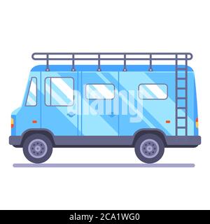 le transport en minibus de famille est en vacances. Illustration vectorielle de voiture plate. Illustration de Vecteur