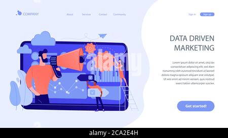 Page de renvoi du concept de marketing orienté données. Illustration de Vecteur