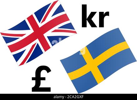 Illustration du vecteur de paire de devises GBPSEK forex. Drapeau du Royaume-Uni et de la Suède, avec le symbole Pound et Krone. Illustration de Vecteur