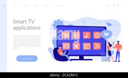 Page d'accueil du concept d'applications Smart TV. Illustration de Vecteur