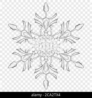 Flocon de neige de Noël transparent xpBig, de couleur grise, sur fond transparent. Transparence uniquement au format vectoriel Illustration de Vecteur