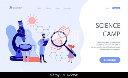 Page d'accueil du concept de camp de science. Illustration de Vecteur